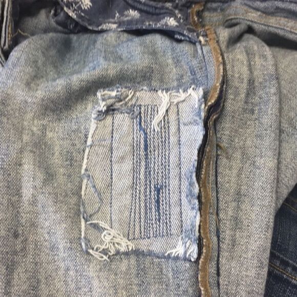 PAIGE Denim Skyline Drive Classic Rise Peg Leg Patchwork Med Wash Jeans - Picture 10 of 12